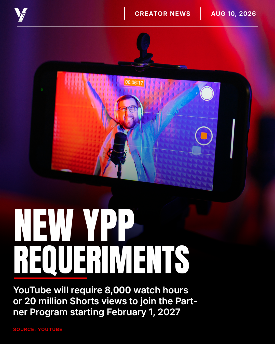 YouTube Doubles Partner Program Requirements for 2027